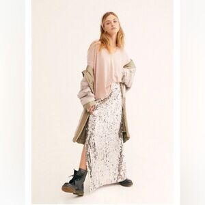 Free People Sea Shell Sequin Maxi Skirt